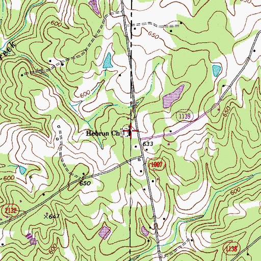 Topographic Map of Hebron Church, NC
