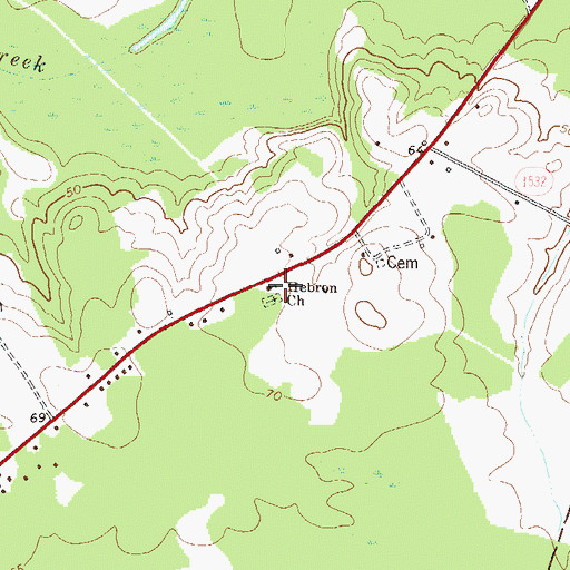Topographic Map of Hebron Church, NC