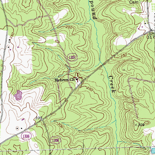 Topographic Map of Hebron Church, NC