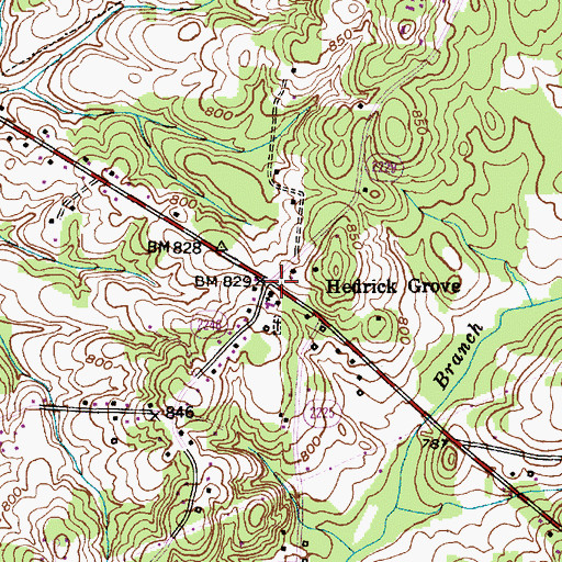 Topographic Map of Hedrick Grove, NC
