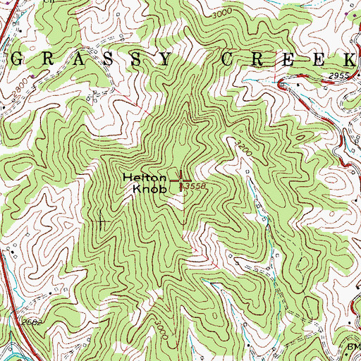 Topographic Map of Helton Knob, NC