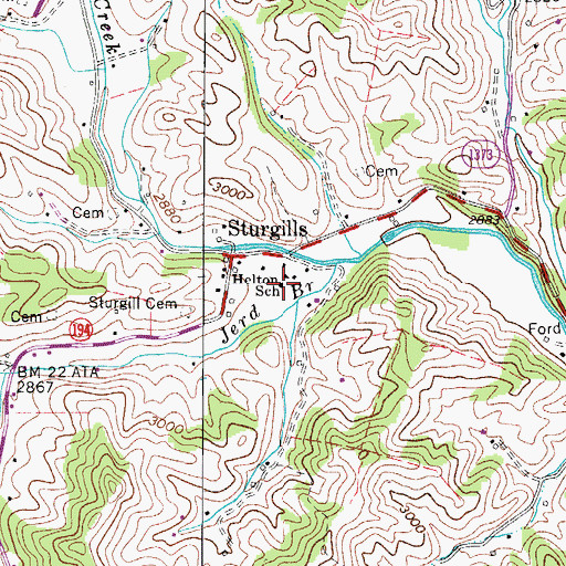 Topographic Map of Helton School, NC