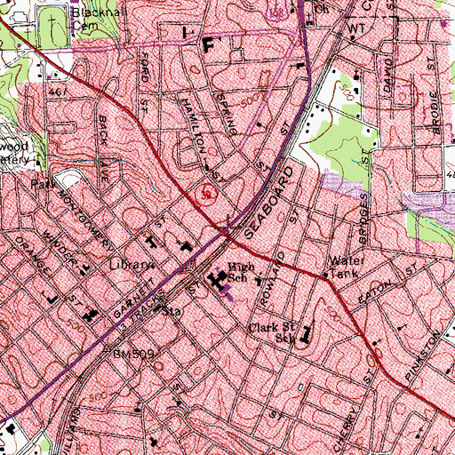 Topographic Map of Henderson, NC