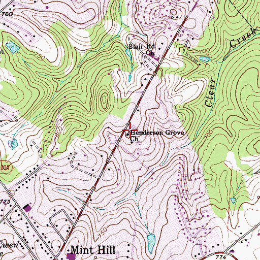 Topographic Map of Henderson Grove Church, NC