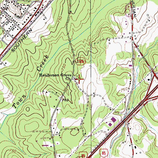 Topographic Map of Henderson Grove Church, NC
