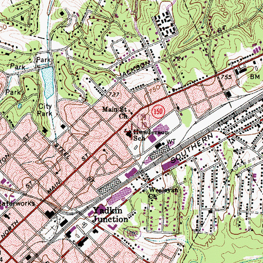Topographic Map of Henderson School, NC