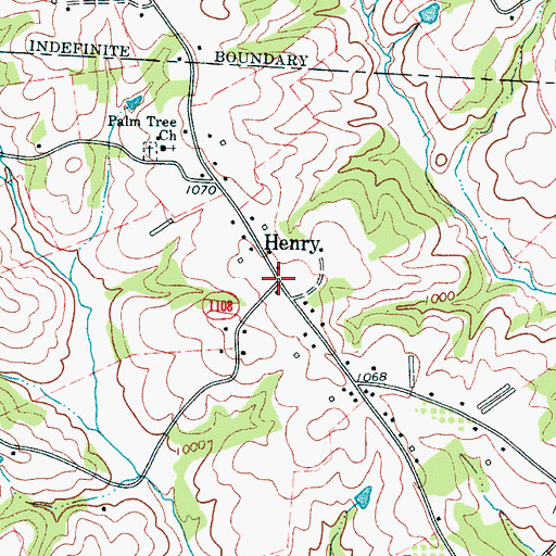 Topographic Map of Henry, NC