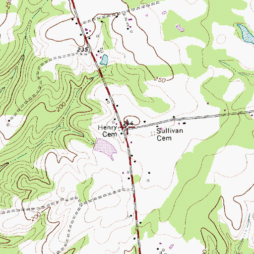 Topographic Map of Henry Cemetery, NC