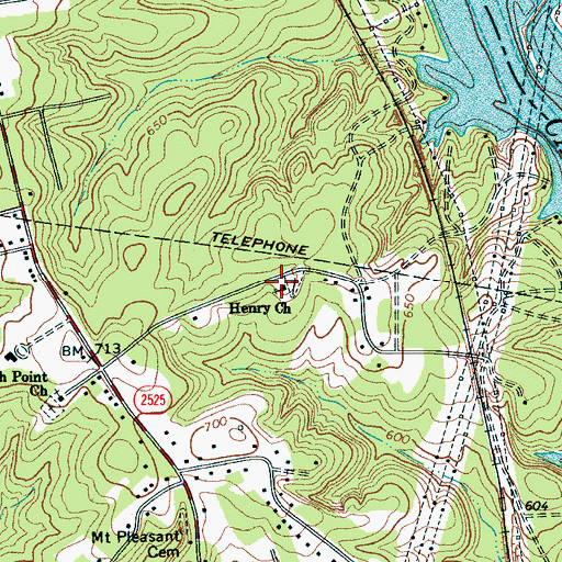 Topographic Map of Henry Church, NC