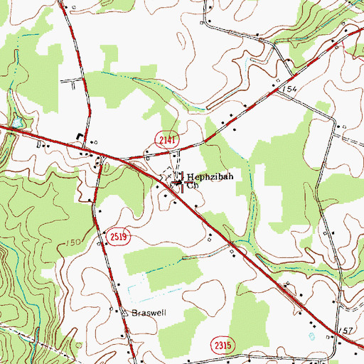 Topographic Map of Hephzibah Church, NC