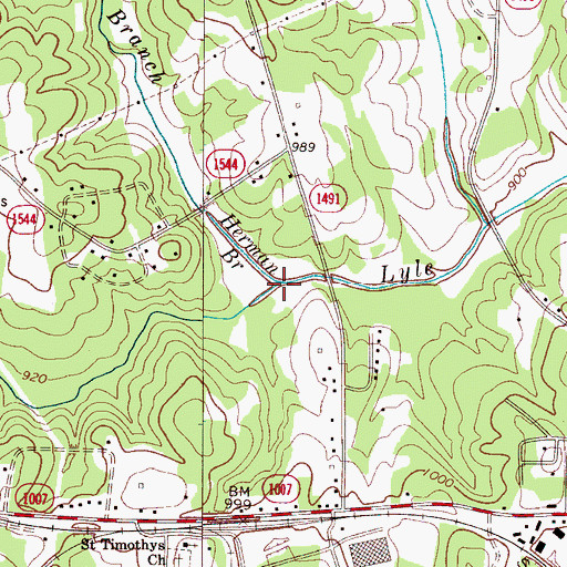 Topographic Map of Herman Branch, NC