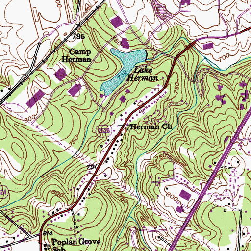 Topographic Map of Herman Church, NC