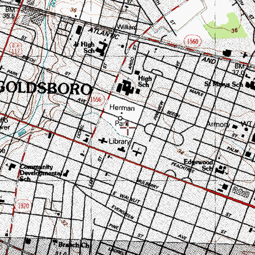 Topographic Map of Herman Park, NC