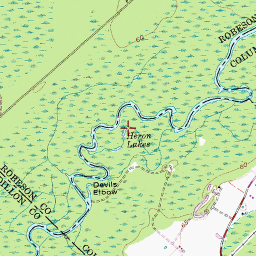 Topographic Map of Heron Lakes, NC