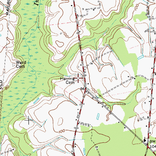 Topographic Map of Herring Cemetery, NC