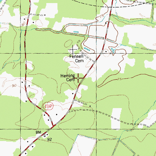 Topographic Map of Herring Cemetery, NC