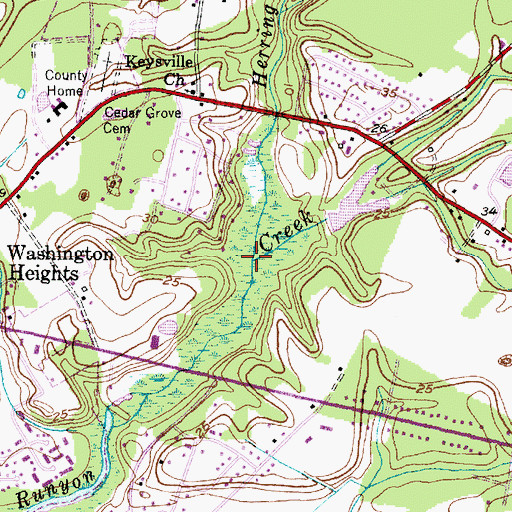 Topographic Map of Herring Run, NC