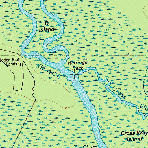 Topographic Map of Herrings Neck, NC