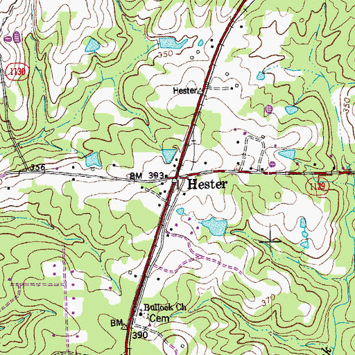 Topographic Map of Hester, NC