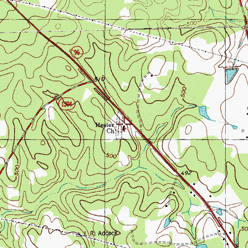 Topographic Map of Hester Church, NC