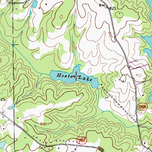 Topographic Map of Hester Lake, NC