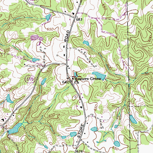 Topographic Map of Hesters Grove Church, NC