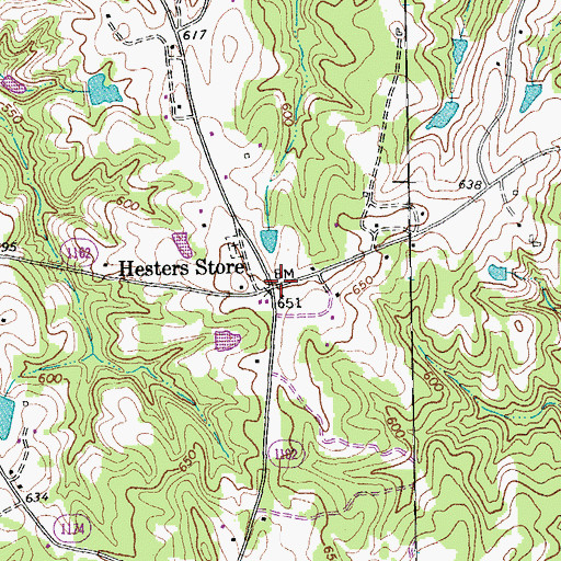 Topographic Map of Hesters Store, NC
