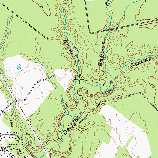 Topographic Map of Hewitts Branch, NC
