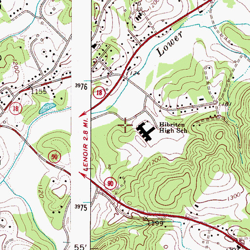 Topographic Map of Hibriten High School, NC