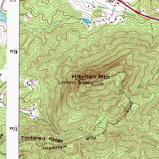 Topographic Map of Hibriten Mountain, NC