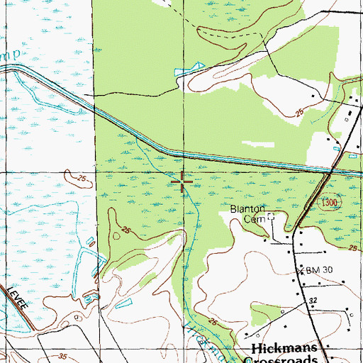 Topographic Map of Hickmans Branch, NC