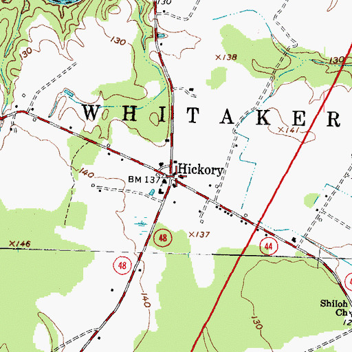 Topographic Map of Hickory, NC