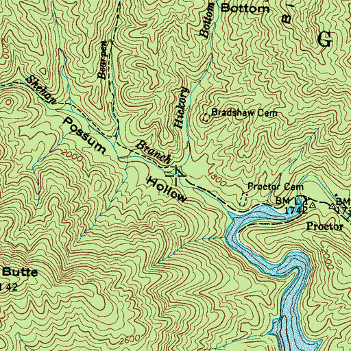 Topographic Map of Hickory Bottom Branch, NC