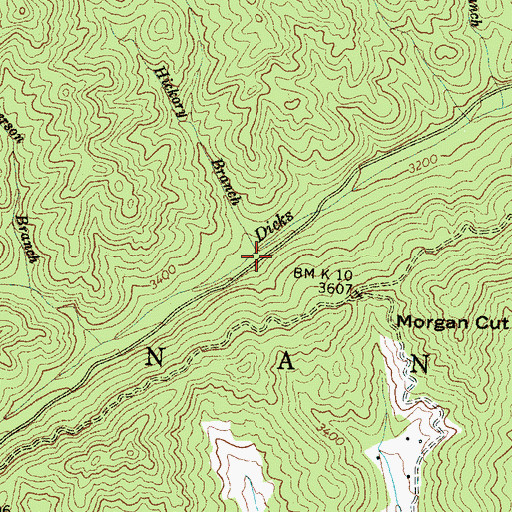 Topographic Map of Hickory Branch, NC
