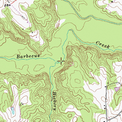 Topographic Map of Hickory Branch, NC
