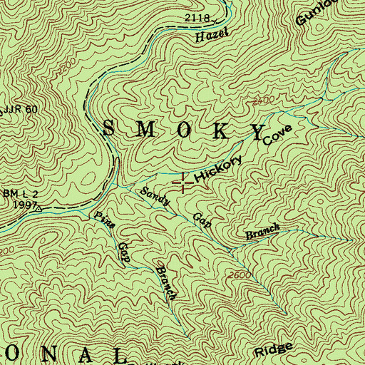 Topographic Map of Hickory Cove, NC