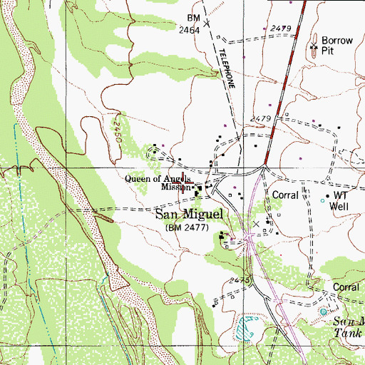 Topographic Map of Queen of Angels Mission, AZ