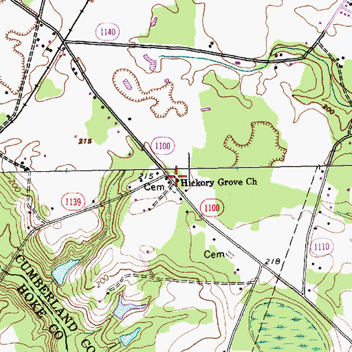 Topographic Map of Hickory Grove Church, NC