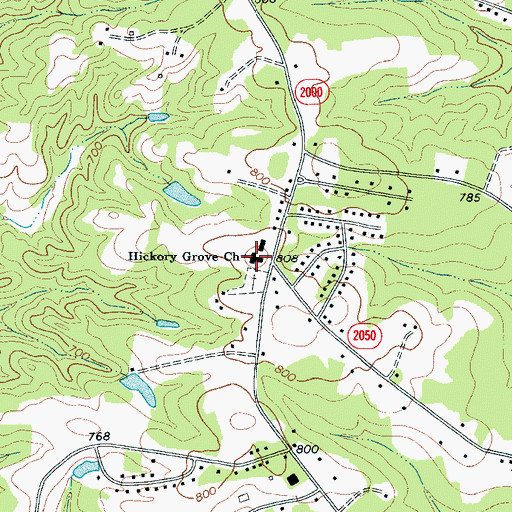 Topographic Map of Hickory Grove Church, NC