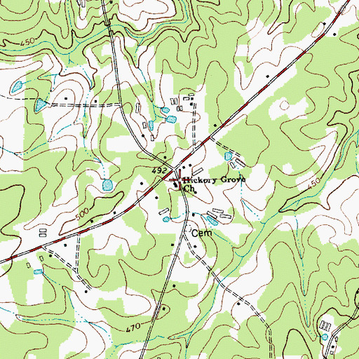 Topographic Map of Hickory Grove Church, NC