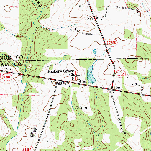 Topographic Map of Hickory Grove Church, NC