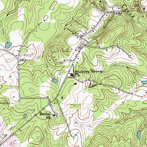 Topographic Map of Hickory Grove Church, NC
