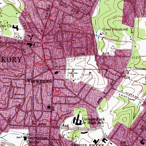 Topographic Map of Hickory High School, NC