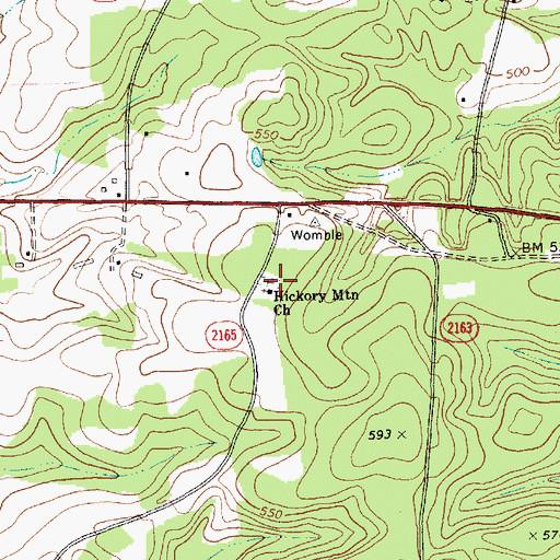 Topographic Map of Hickory Mountain Church, NC