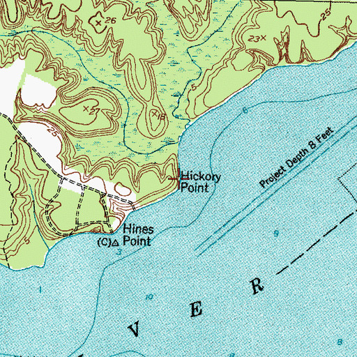 Topographic Map of Hickory Point, NC
