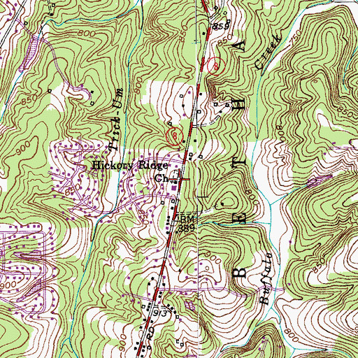 Topographic Map of Hickory Ridge Church, NC