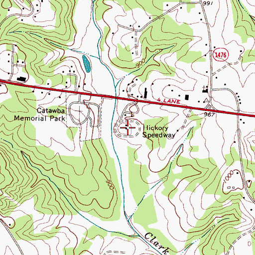 Topographic Map of Hickory Motor Speedway, NC