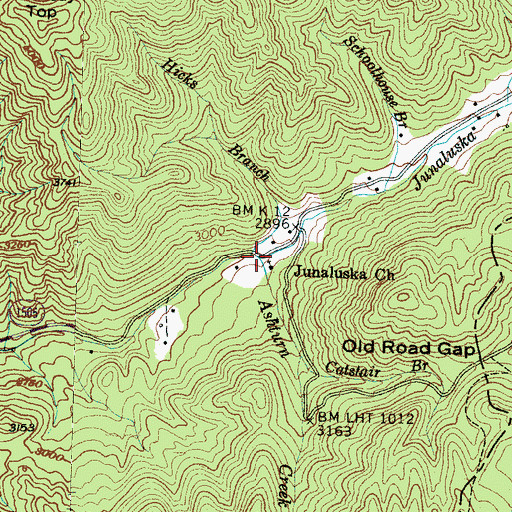 Topographic Map of Hicks Branch, NC