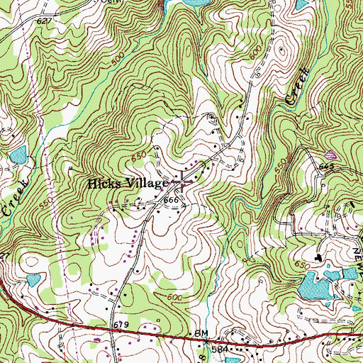 Topographic Map of Hicks Village, NC