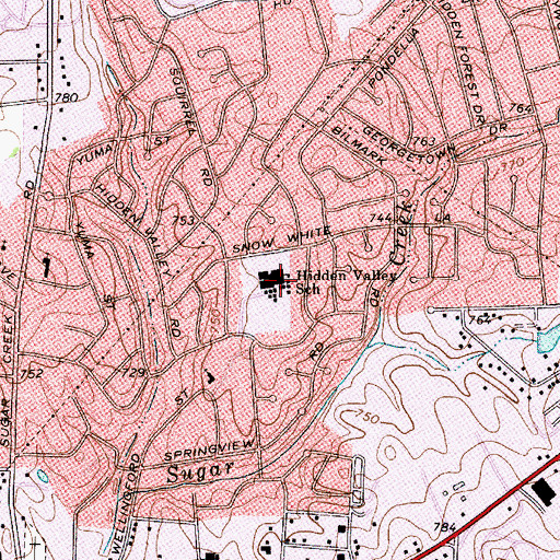 Topographic Map of Hidden Valley Elementary School, NC